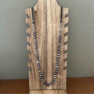 Loft Purple Silver Beaded Long Necklace